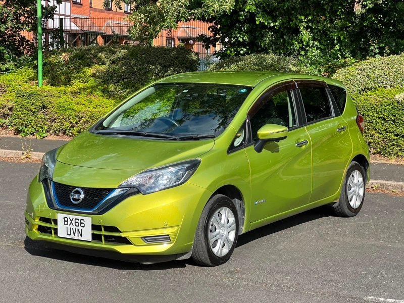 Green Nissan Note 1.2l hybrid automatic petrol